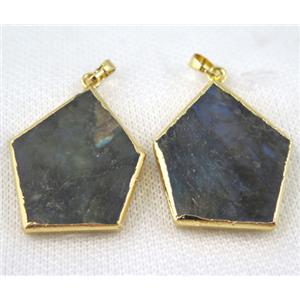 Labradorite pendant, gold plated, approx 28-33mm