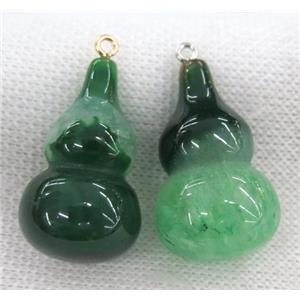 green agate gourd pendant, approx 20-33mm