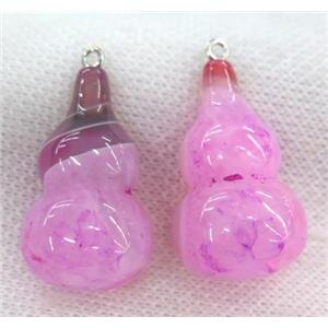 hotpink agate gourd pendant, approx 20-33mm