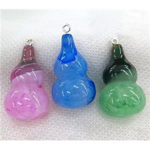 agate gourd pendant, mix color, approx 20-33mm