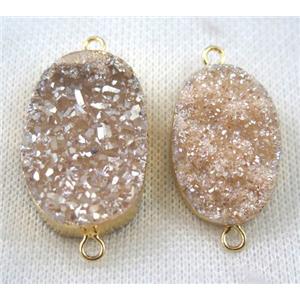 druzy quartz connector, champagne, freeform, gold plated, approx 20-30mm