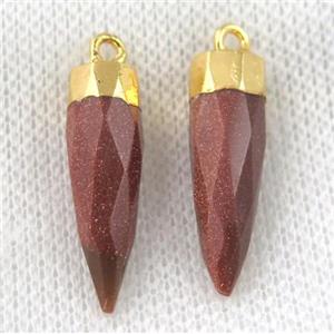 golden SandStone pendant, faceted bullet, gold plated, approx 8-28mm