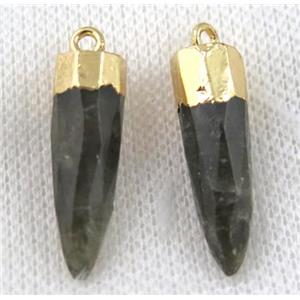 Labradorite pendant, faceted bullet, gold plated, approx 8-28mm