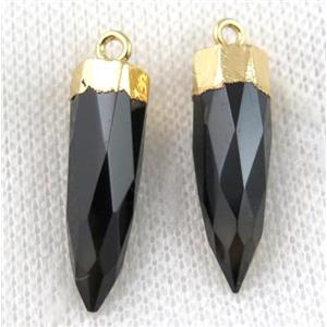 smoky quartz pendant, faceted bullet, gold plated, approx 8-28mm