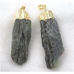 green kyanite stick pendant, gold plated, approx 15-60mm
