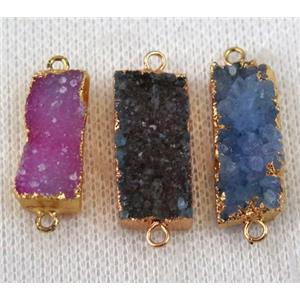 druzy agate connector, rectangle, gold plated, approx 10-30mm