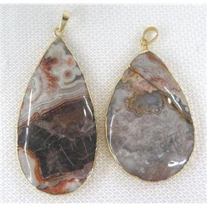 Mexico Crazy Agate teardrop pendant, gold plated, approx 20-60mm