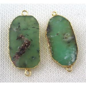 green Australian Chrysoprase conector, freeform, gold plated, approx 15-30mm