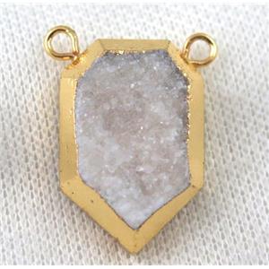 white druzy quartz pendant, gold plated, approx 20-30mm