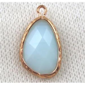 crystal glass teardrop pendant, gold plated, approx 12-18mm