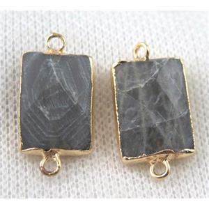 Labradorite connector, faceted rectangle, gold plated, approx 13x18mm