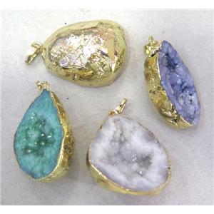 druzy agate pendant, gold plated, approx 20-40mm
