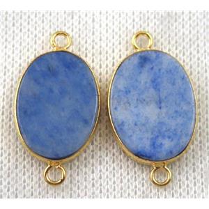 blue sodalite connector, oval, gold plated, approx 15x20mm