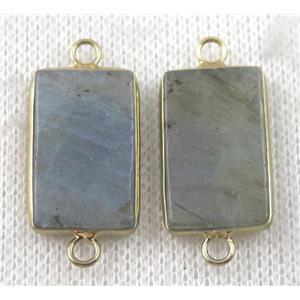 Labradorite rectangle connector, gold plated, approx 12x20mm