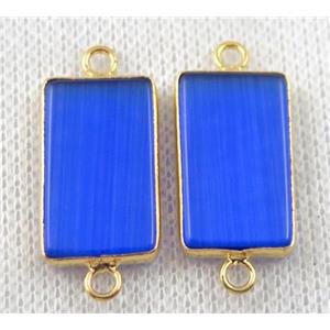 blue jasper rectangle connector, dye, gold plated, approx 12x20mm