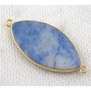 blue Sodalite Marquise connector, horse-eye, gold plated, approx 20x38mm