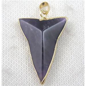 Amethyst dart pendant, gold plated, approx 28-40mm