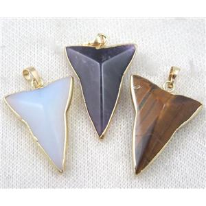 mixed gemstone pendant, dart, gold plated, approx 28-40mm