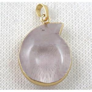 clear quartz snail pendant, gold plated, approx 22-30mm