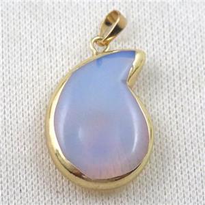 white opalite snail pendant, gold plated, approx 22-30mm