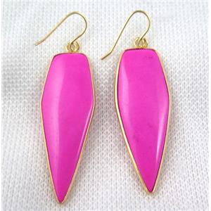 hotpink turquoise bullet earring, dye, gold plated, approx 16-50mm
