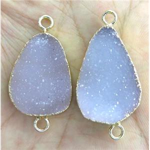 druzy agate connector, natural color, freeform, gold plated, approx 15-30mm