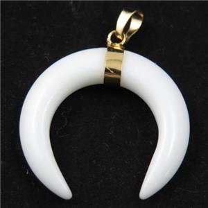 white resin crescent horn pendant, approx 30-35mm
