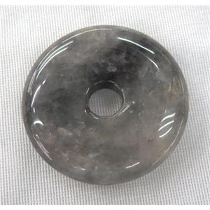 gray cloudy quartz donut pendant, approx 45-50mm