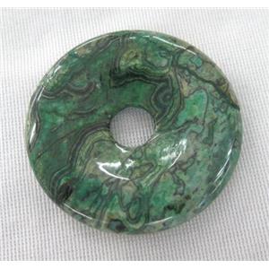 green picture jasper donut pendant, approx 45-50mm