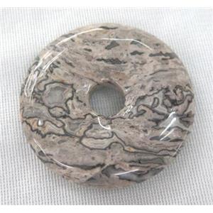 gray picture jasper donut pendant, approx 45-50mm