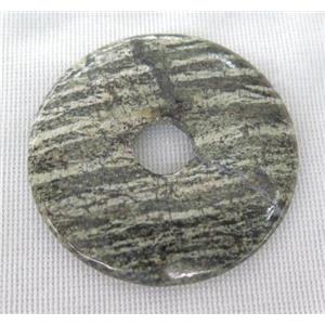 Green Silver-line Jasper donut pendant, approx 45-50mm