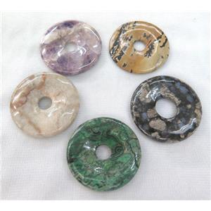 mix gemstone donut pendant, approx 45-50mm