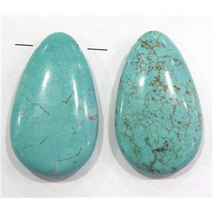 turquoise pendant, blue, teardrop, approx 30x50mm