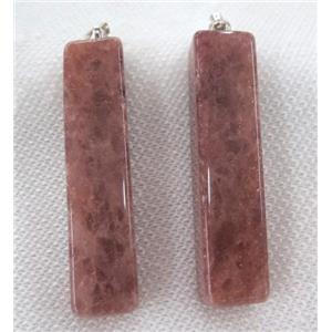 strawberry quartz pendant, column, approx 12-55mm