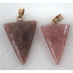 strawberry quartz pendant, triangle, approx 20-30mm