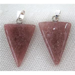 strawberry quartz triangle pendant, approx 20-30mm