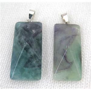 Fluorite rectangle pendant, point, approx 18-40mm