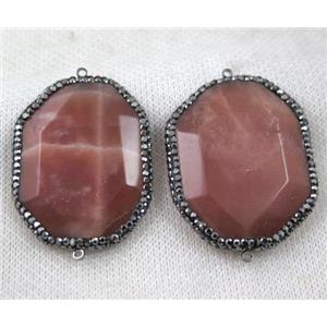 sunstone slice connector paved rhinestone, faceted freeform, approx 25-40mm