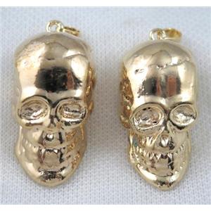 resin skull pendant, gold plated, approx 25-45mm