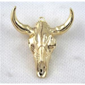 resin Bullhead pendant, gold plated, approx 50-55mm