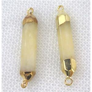 Yellow Jade bullet connector, gold plated, approx 6-30mm