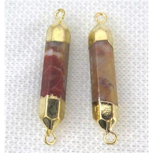 Crazy Agate bullet connector, gold plated, approx 6-30mm