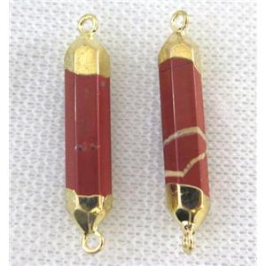 Red Jasper Bullet Connector, gold plated, approx 6-30mm