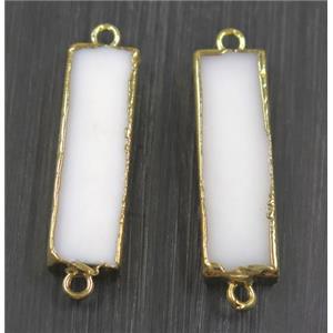 white Porcelain connector, rectangle, gold plated, approx 9-28mm