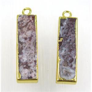 Agua Nueva Mexican Crazy Agate Pendant, rectangle, gold plated, approx 10-40mm