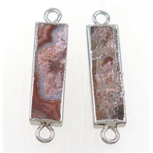 Mexico Crazy Agate Connector, rectangle, silver plated, approx 10-40mm