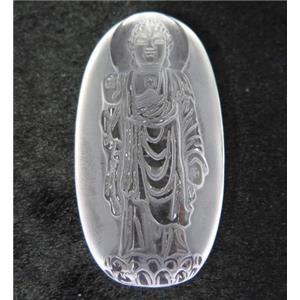 white crystal quartz buddha pendant, frosted, approx 27-52mm