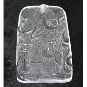 white crystal quartz buddha pendant, frosted, approx 38-58mm