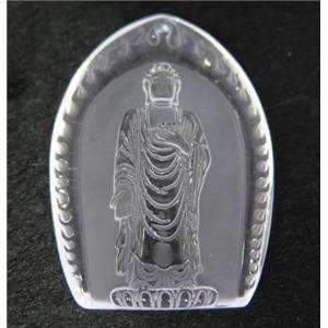 white crystal quartz buddha pendant, frosted, approx 42-57mm