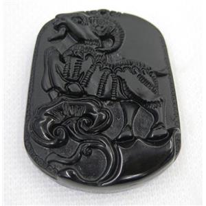 black Obsidian pendant, Chinese Zodiac Sheep, approx 40-50mm